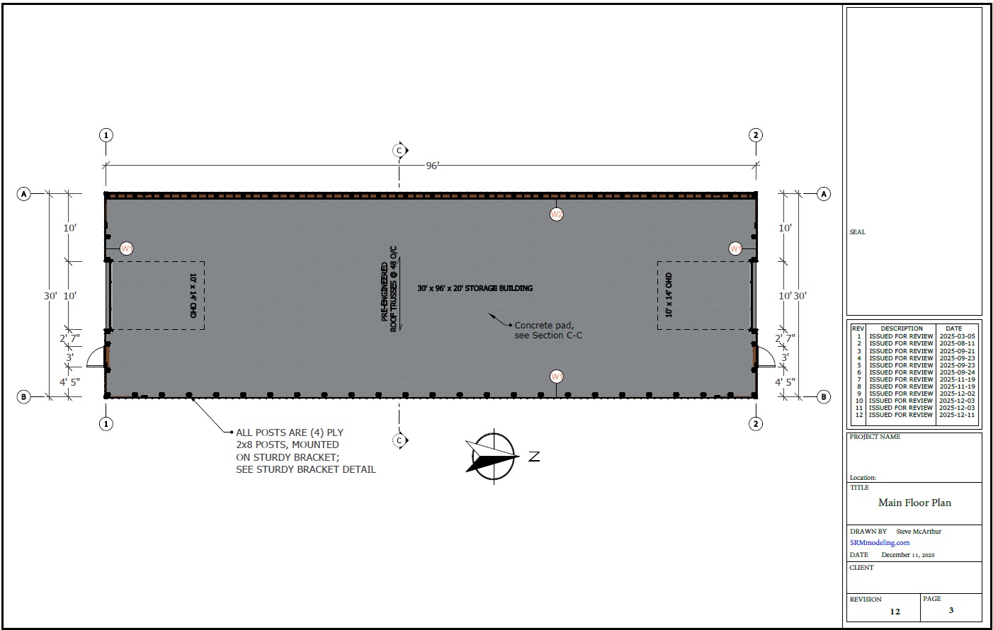 Permit drawing set — main floor plan