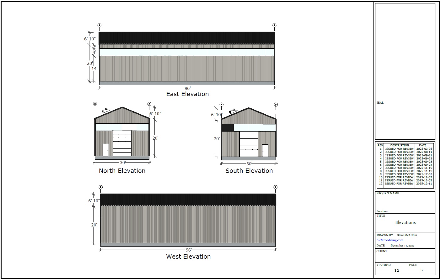 Permit drawing set — elevations