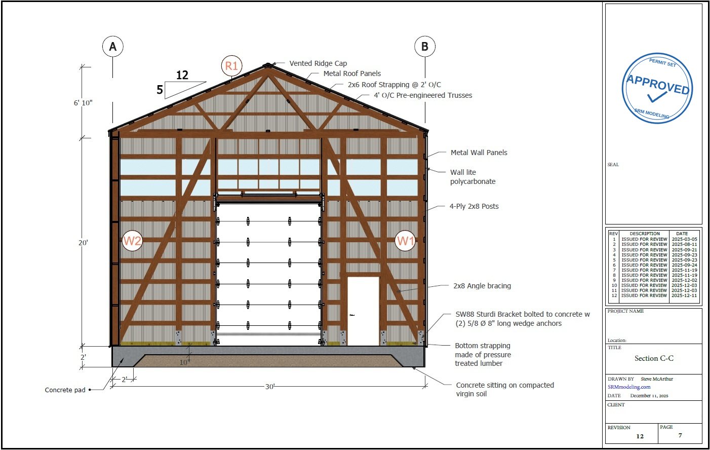 Permit-ready structural drawing set, approved