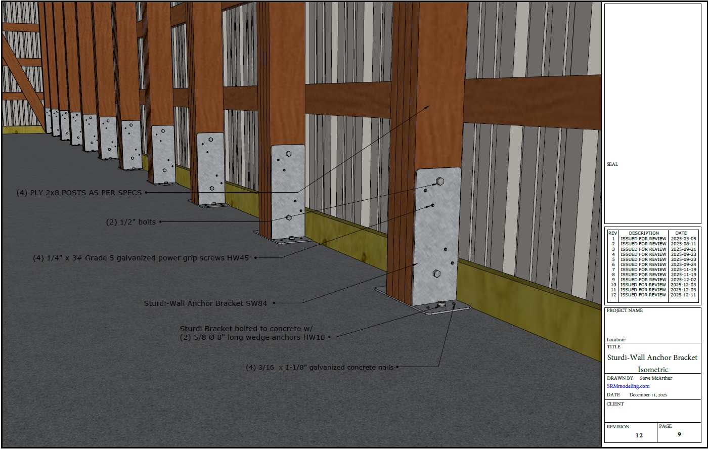 Permit drawing set — bracket isometric